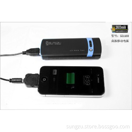 best battery charger 2600mAh for cell phone with 4 LED torches